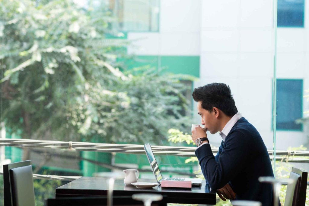 Man thinking of solving how to curb electrical problems